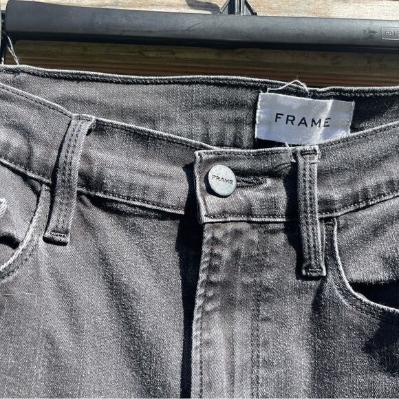 Frame denim Ali high rise cigarette grey black acid Wash Sz 27 - Picture 5 of 9